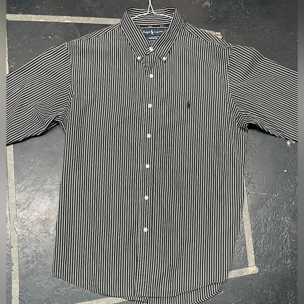 Ralph Lauren Dress Shirt Size Medium  Black+ White Custom Fit